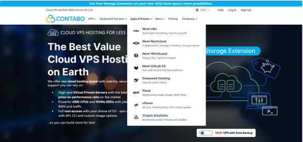 Contabo：限时硬盘翻倍活动，德国高配VPS，4核/8G内存/300G SSD/200M@不限流量，月付$4.71起